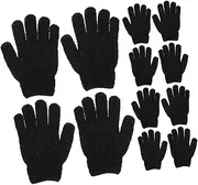 [LIFKOME] 6 Pairs Back Rub Gloves Bath Mitts Scrub Exfoliation Mitt Spa Bath Mitt Hand Exfoliator Mitt Massage Gloves Body Exfoliating Glove Shower Exfoliator Mitt Polyester Black