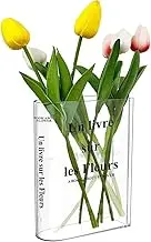 Clear Book Vase, Book-Shaped Acrylic Flower Vases, Aesthetic Room Decor, for Home, Bedroom, Living Room, Office, Dining Table, 15X4X18cm
