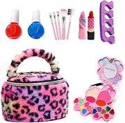 Washable Make Up for Little Girls - 22X Washable Girls Real Cosmetic Kits | Dress Up Kit, Nail Accessory Set for Christmas & Birthday for 3-12 Year Old Girl