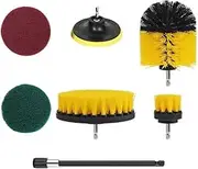 7Piece Drill Brush Attachments Set,Scrub Pads & Sponge, Power Scrubber Brush with Extend Long Attachment All Purpose Clean for Grout, Tiles, Sinks, Bathtub, Bathroom, Kitchen