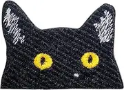 CLOVER INTER Black Cat Face Sew On Patches Iron on Embroidered Badge Saw On Patch for Jeans, Clothing, Bags, Jackets, Caps