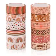 12 Rolls Retro Boho Washi Tapes,Washi Masking Tapes of Retro Pattern,Cute Decora