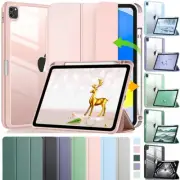 Clear Back Case Cover Pen Holder For iPad Air 4 5 Pro 13 11 A16 10th/9th/8th Gen