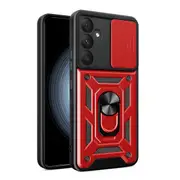 For Samsung Galaxy A35 5G Case Shockproof Shielding Cover, Metal Ring, Red
