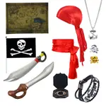 兒童海盜服裝配飾套裝兒童指南針項鍊戒指萬聖節船長角色扮演派對主題道具