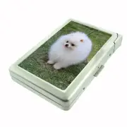 Dog White Pomeranian Cigarette Case w/ Built In Lighter