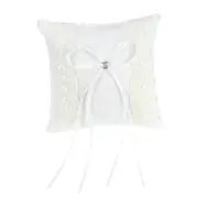15*15cm Lace Flower Decorated Bridal Wedding Ceremony Pocket Ring Bearer Pillow