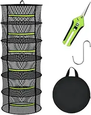 MEKOLIFE Herb Drying Rack - Mesh Drying Rack - Herb Drying Rack Hanging with Green Zipper & Garden Pruning Shears for Drying Herb - Hanging Drying Rack - Plant Drying Rack (6 Layers)