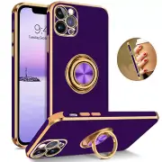 Shockproof Case For iPhone 14 13 Pro Max Hybrid Plating Rugged Cover+Golden Ring