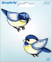 SIMPLICITY IRON ON Applique Blue Birds 1.9"W X 1.8"H ~2 Per Pack Super Detailed!