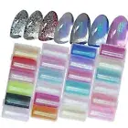 6Rolls/Box Mixed Colors Mesh Nail Art Sticker Laser Decals Glitter Decor DIY Set