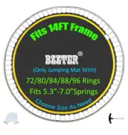 Replacement Trampoline Mat,Fits 14ft Round Frame,with 84 Rings Fits 5'3" To 5'7"