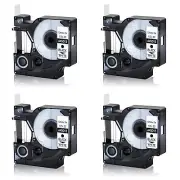 4PK Black on White Label Tape For DYMO D1 45013 1/2 X 23' S0720530 LabelManager