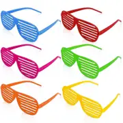 Neon Color Shutter Shadeds Glasses For Kids, 6pcs Plastic Novelty Party Sunglasses, Fancy Dress Costume Glasses- red/rose/blue