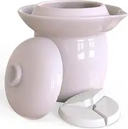 [Zetilli] Fermentation Crock Jar Sauerkraut Crock with Glazed Weights 1 Gallon Onggi Kimchi Pot for Fermenting Delicious Kimchi Kombucha & Pickles - Stoneware Fermenting Crock Pickling Fermenter