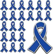 [Joixy] 6/12/25/50/100/200 pieces metal Enamel blue ribbon colon cancer awareness pin Brooch lapel pins public charitable fundraising souvenir badge bulk, Medium, Alloy Steel, no gemstone