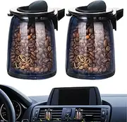 Car Diffuser Vent Clip | 2pcs Solid Coffee Bean Fragrance Long Lasting Auto Air Freshener | Odour Eliminator and Scented Decoration Aromatherapy Accessory for Men and Women