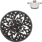 6.7" Cast Iron Trivet, Decorative round Trivet Mat Hot Pot Holder Pads with V...