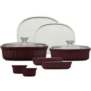 CorningWare Ceramic Bakeware Set with Lids, Chip and Crack Resistant Stonewar...