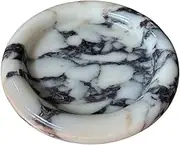 StonePlus Marble Natural Round Bathroom Vanity Serving Tray, Decorative Storage Tray Circular Edge (Calacatta Purple)