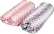 CANIGHT 2pcs Diamond Lattice Coral Fleece Bath Towels Soft Highly Absorbent for Beach Pool Travel and Home Use Colors Multi Use Towel