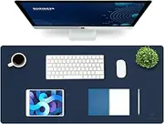 K KNODEL Leather Desk Mat, Office Desk Pad, Large Mouse Pad, Keyboard Pad, Computer and Laptop Mat for Desk, Desk Protector, Desktop Mat for Writing, Desk Blotter and Cover (90x43cm, Dark Blue)