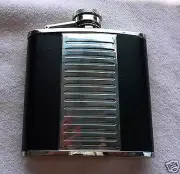 Hip Flask 5 oz stainless with bonded leather trim New