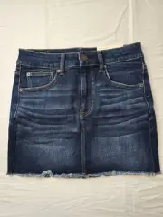 American Eagle Women's Next Level Stretch Hi-Rise Mini Denim Jean Skirt Sz 6