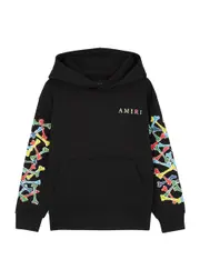 Amiri Kids Bones Scribble Hooded Cotton Sweatshirt - Black - 10YR (10 Years) 10YR (10 years)