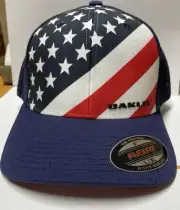New Limited OAKLEY INDY Stretch USA American Flag Fitted Mesh Hat/Cap S/M L/XL