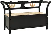 Storage Bench 126 cm Black Solid Fir Wood Storage Furniture
