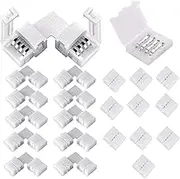 WeforU 20Pcs LED Light Strip Connectors Kit, 10Pcs 10mm 4 Pin RGB LED Lights Connectors and 10pcs L Shape Connectors for SMD 5050 LED Strips