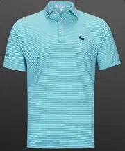 Scotty Cameron Peter Millar Striped Scotty Dog Polo Shirt (Medium, Riverbed)