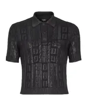 Fendi FF Sparkle Knitted Polo Shirt IT52,IT50 black