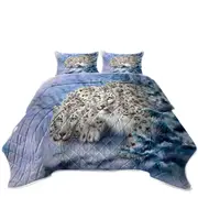 Young Explorers Snow Forest White Leopards Coverlet