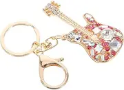 [FRCOLOR] Creative Guitar Keychain Rhinestone Pendant for Handbags Metal Decorative Keyring Music Lovers' Charm