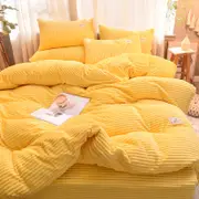 Soft Corduroy Velvet Fleece Quilt Cover Set - Yellow Mellow