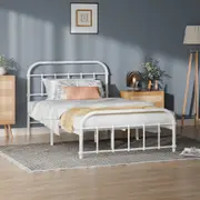 ALFORDSON Metal Bed Frame King Single Size Base Platform White