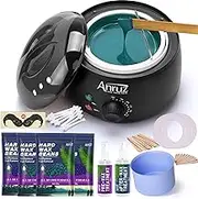 ANRUZ Wax Kit Hair Removal Wax Kit Wax Pot for Waxing Professional with Silicone Tray, 4 Bags Wax Beads and 20 Applicator Sticks, 2 Treatment Oils for Home, Wax Machine for