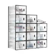Luxsuite Plastic Shoe Boxes Stackable Clear Organiser 12 Pack