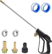 Sprayer Wand, Suitable for 1/4" & 3/8" Brass Barb, 1/2 Hose Quick Connector, Adjustable Stainless Steel Replacement Garden Sprayer Wand with Built-in 2 Shut off Valve & 2 Rolls Raw Tape