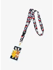 Loungefly Pokemon Pikachu & Eevee Floral Lanyard - New, With Cardholder & Charm