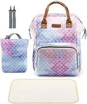 4 in 1 Diaper Bag Backpack Set for Baby Girls Mom Large Capacity Waterproof Baby Care Bag Multi-Function Nappy Bag