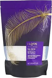 I Love Wellness SLEEP Bath Salts, With Natural Essential Oils Of Lavender & Chamomile, Formulated With Mineral Rich Sea Salt For a Relaxing Bath Experience, Made With Natural Extracts, Vegetarian & Vegan-Friendly 17.64 fl oz