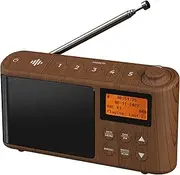i-box DAB/DAB+ & FM Radio, Mains and Battery Powered Portable DAB Radios Rechargeable Digital Radio with USB Charging for 15 Hours Playback (Wood Effect)