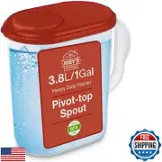 1 Gallon Water Pitcher with Lid and Pivot Top Spout -Slim Design Fits Fridge