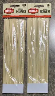 Bamboo Skewer Sticks Natural Wood Barbecue Kabob Skewers 12 " Lot Of 2