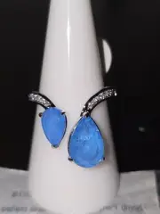 Warm wishes Size 8 Rg44549 Ocean Blue Quartz on Rhodium BP