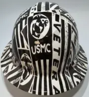New Full Brim Vented Hard Hat Custom Hydro Dipped USMC MARINES VETERAN