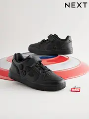 Black Marvel 1 Strap Elastic Lace School Shoes (143514) | $61 - $77